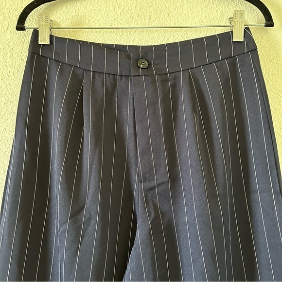 Blue White High Waist Wide Leg Trousers Women measurements 29” - Picture 3 of 7